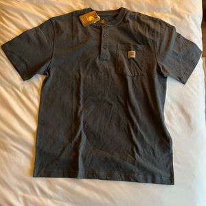 NWT Carhartt mens short sleeve henley in navy size medium